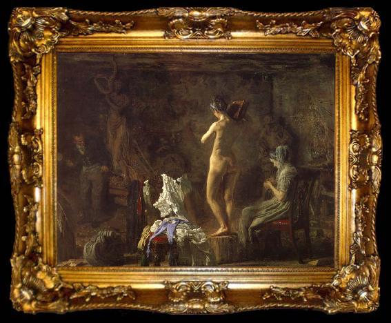 framed  Thomas Eakins William Rush schnitzt die allegorische Figur des Schuylkill River, ta009-2